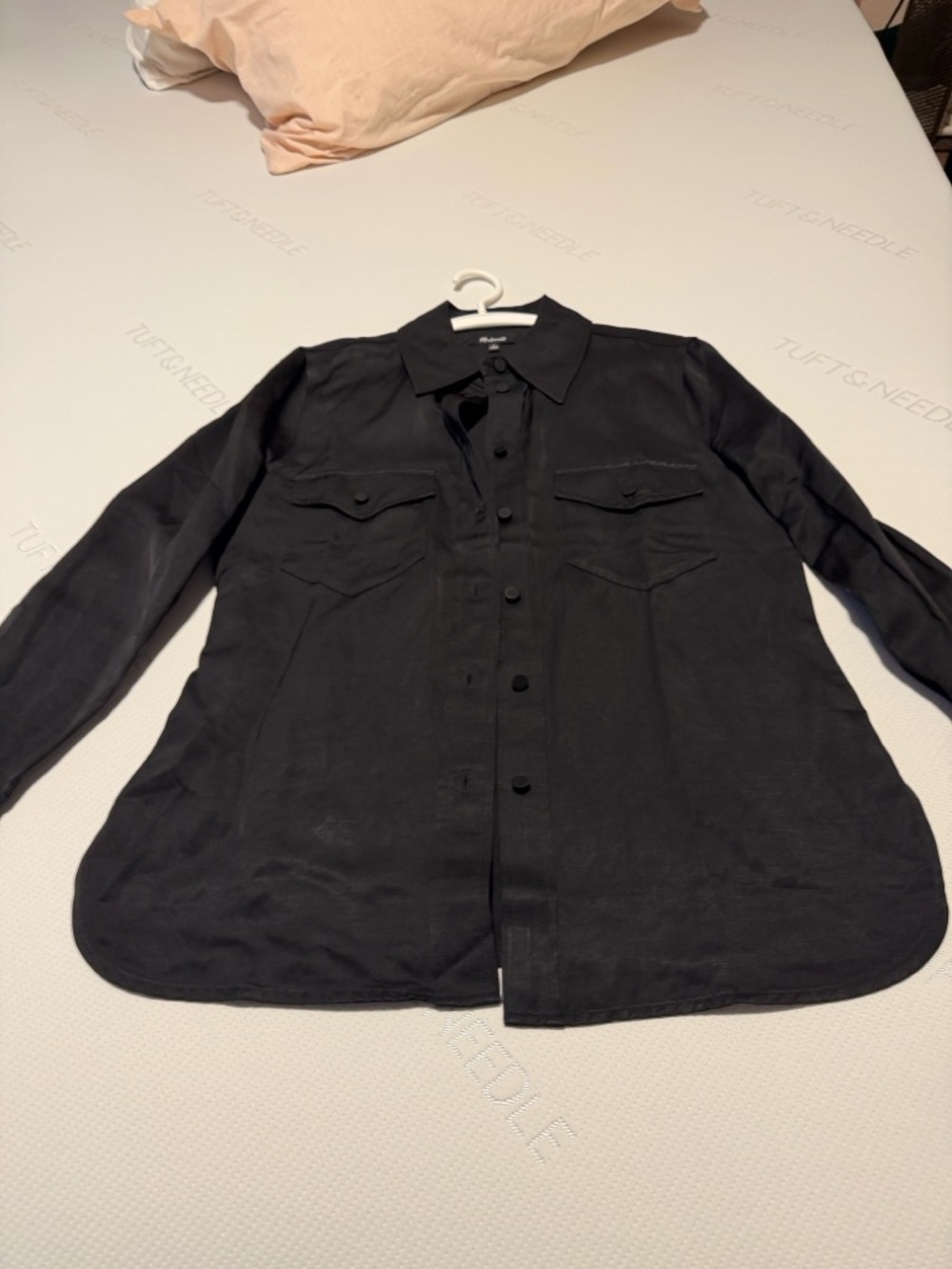 Madewell Black Satin/Silk like Western detail shirt from fall 2025, worn once.